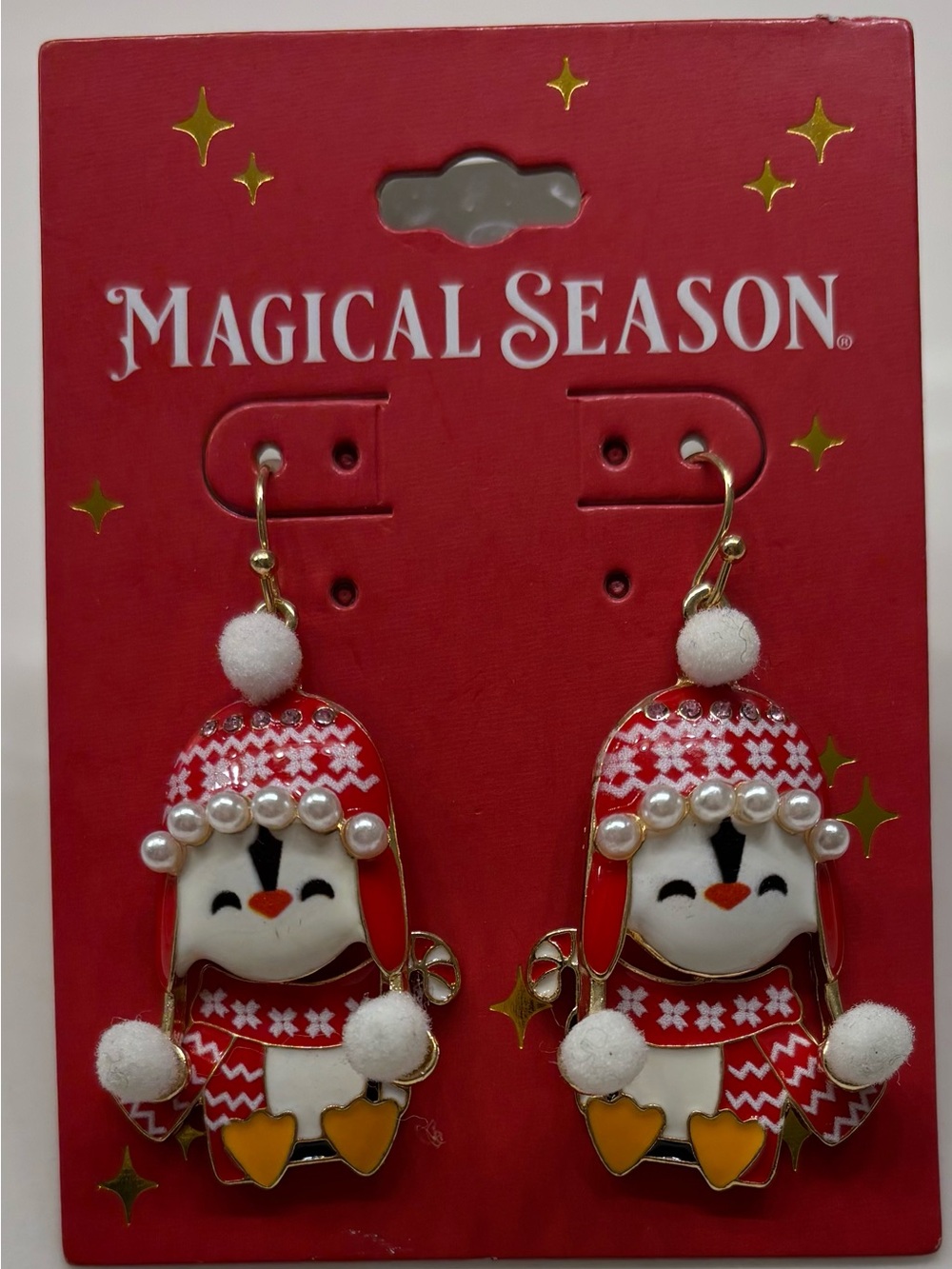 Holiday penguin dangle earrings